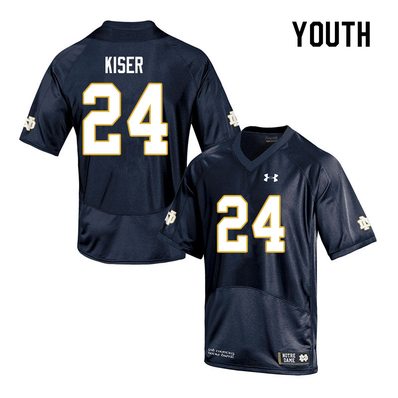 Youth #24 Jack Kiser Notre Dame Fighting Irish College Football Jerseys Sale-Navy - Click Image to Close